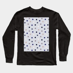 Blue Beige Polka Dot Pattern Long Sleeve T-Shirt